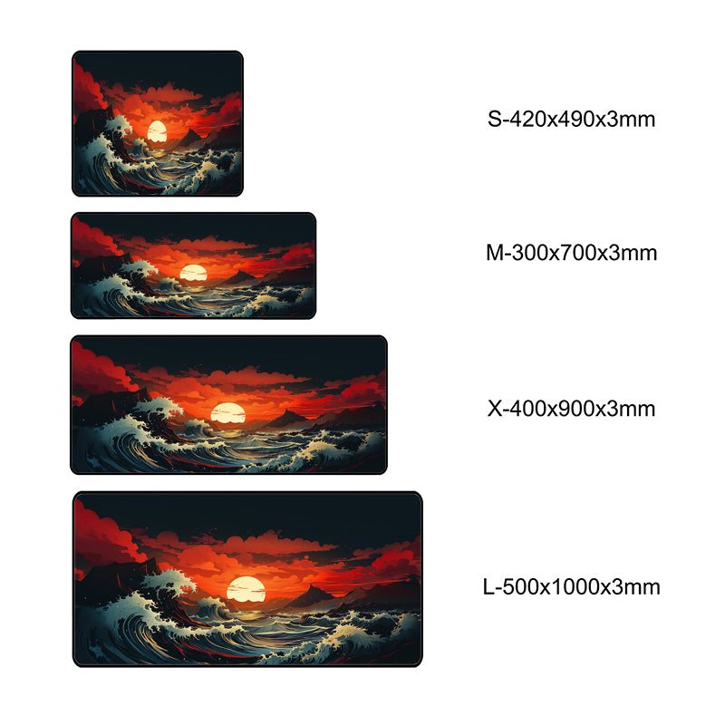 Asdantu Tsunami Wave And Sunset Gaming Mouse Pads