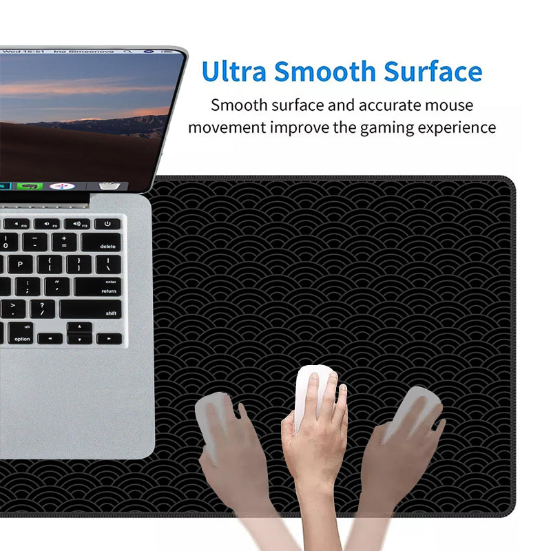 Asdantu Black Waves Big Mouse Pads Black Desk Mats