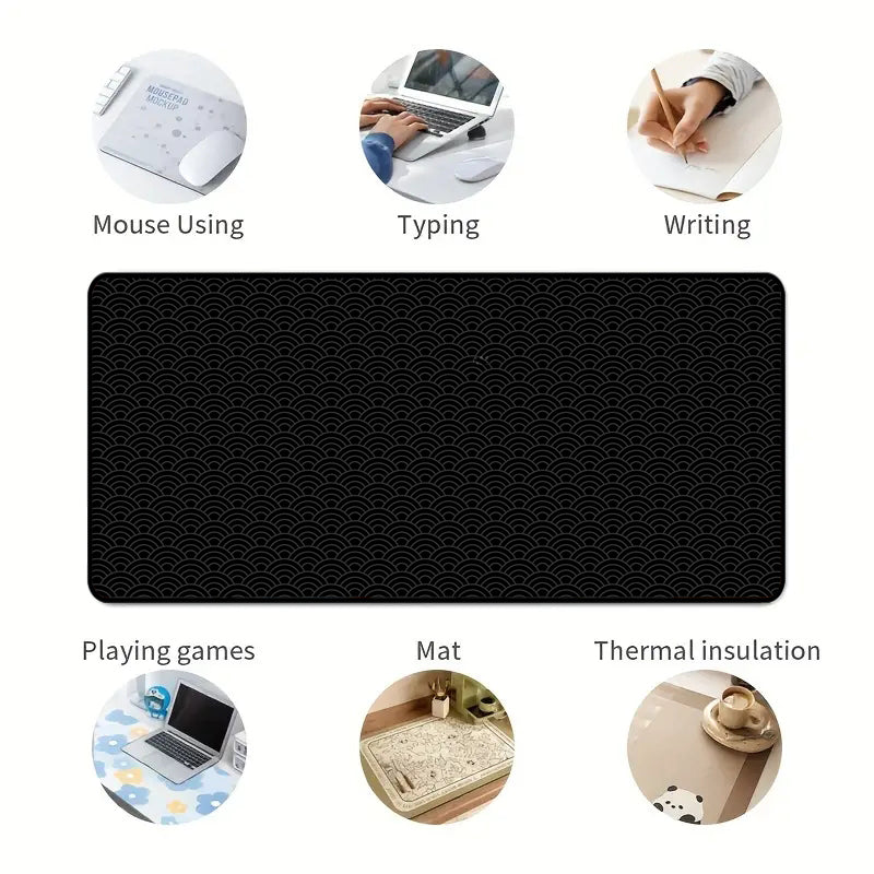 Asdantu Black Waves Big Mouse Pads Black Desk Mats