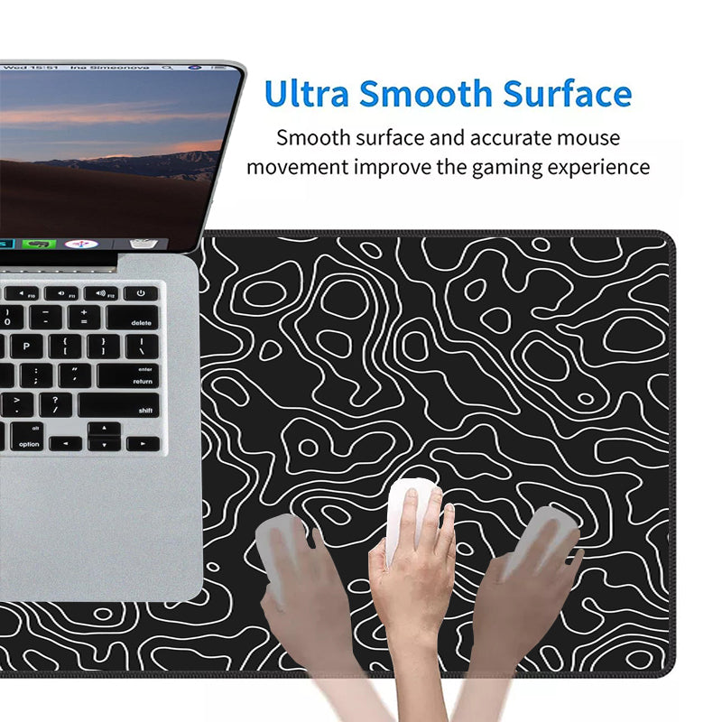 Asdantu White line Black Background Best Mouse Mats Keyboard Desk Mats