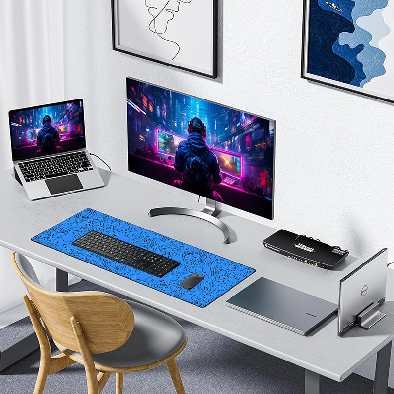 Asdantu Blue line Custom Desk Pads Black Overlock Gaming Mouse Pads