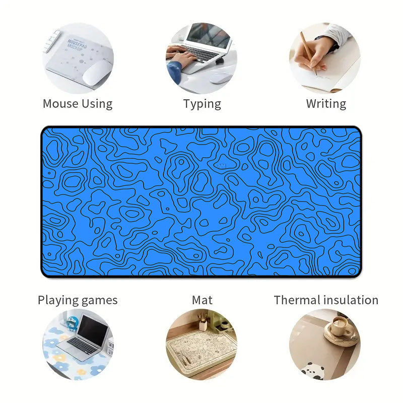 Asdantu Blue line Custom Desk Pads Black Overlock Gaming Mouse Pads