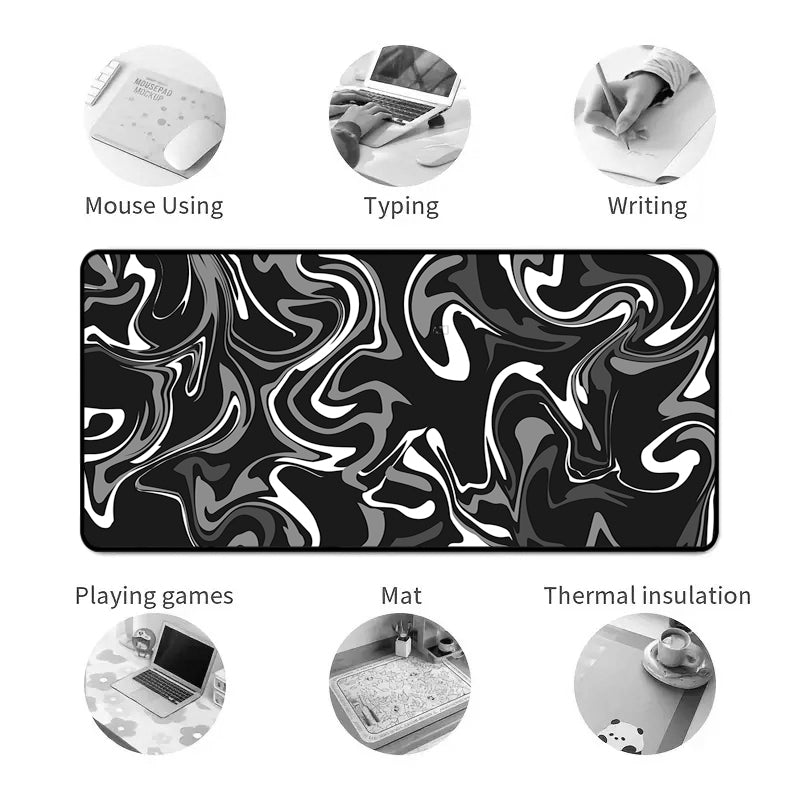 Asdantu Black Unique Fluid Extended Desk Mats