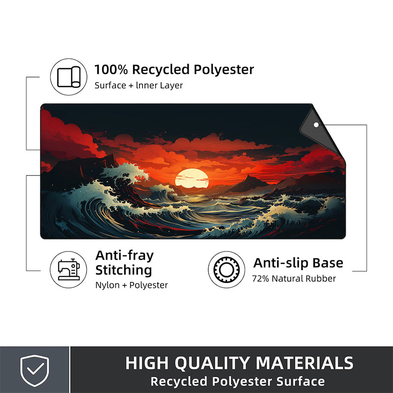 Asdantu Tsunami Wave And Sunset Gaming Mouse Pads