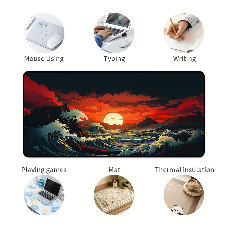 Asdantu Tsunami Wave And Sunset Gaming Mouse Pads