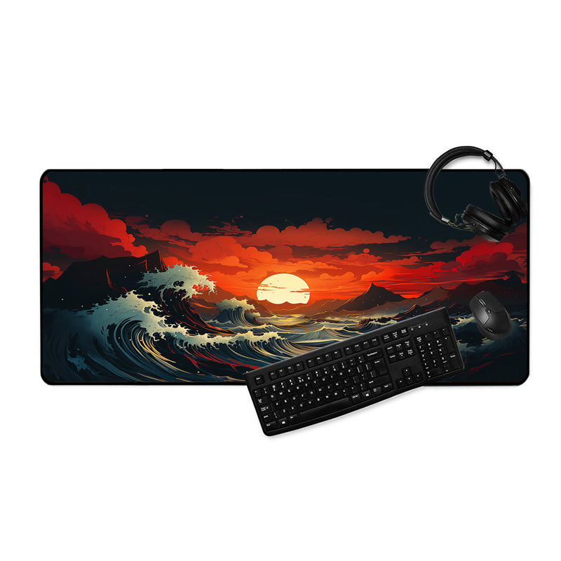 Asdantu Tsunami Wave And Sunset Gaming Mouse Pads
