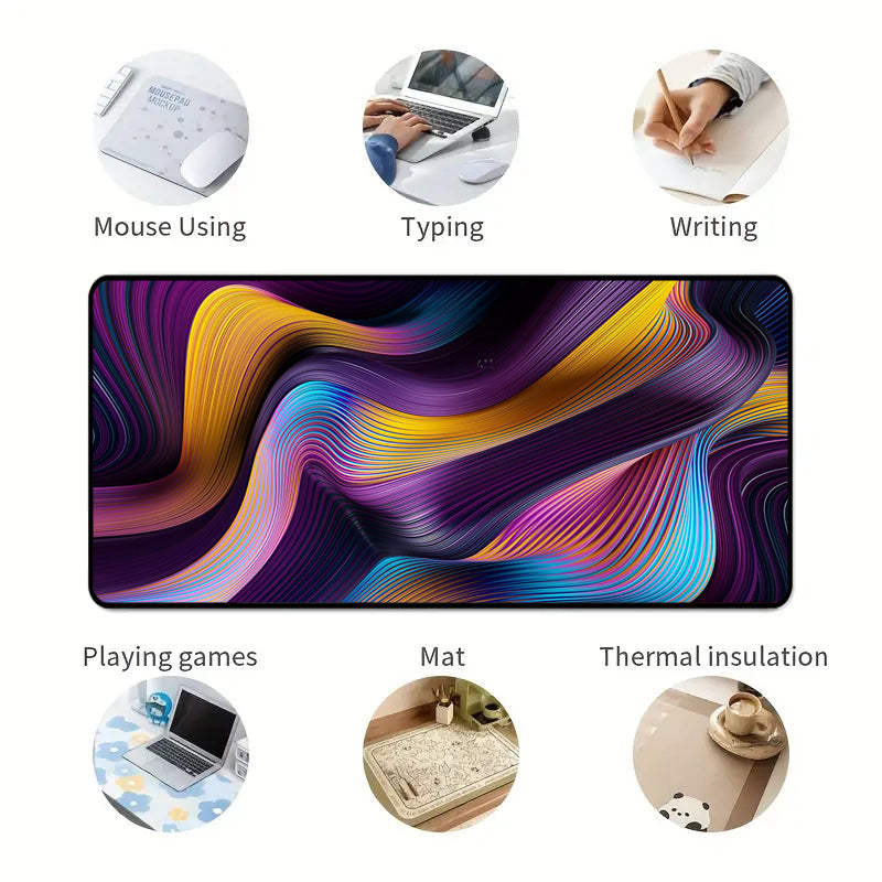 Asdantu Extended Mouse Pads Rainbow Lines Overlock Desk Pads