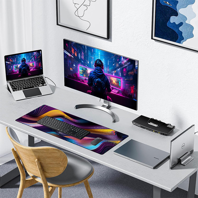 Asdantu Extended Mouse Pads Rainbow Lines Overlock Desk Pads