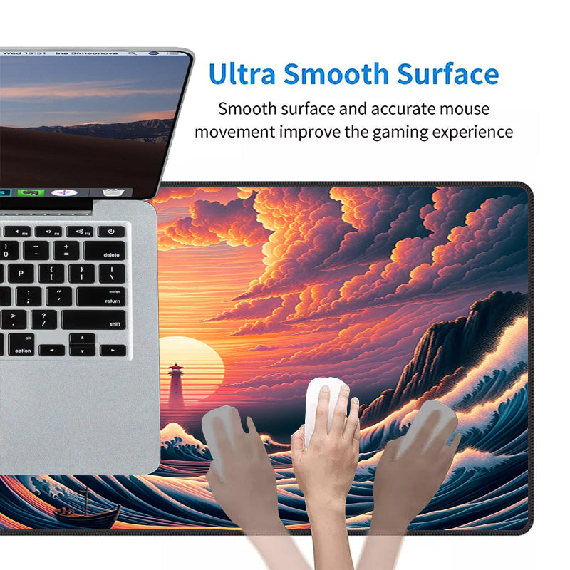 Asdantu Personalized Mouse Pads Sunset Waves Large Mouse Mats