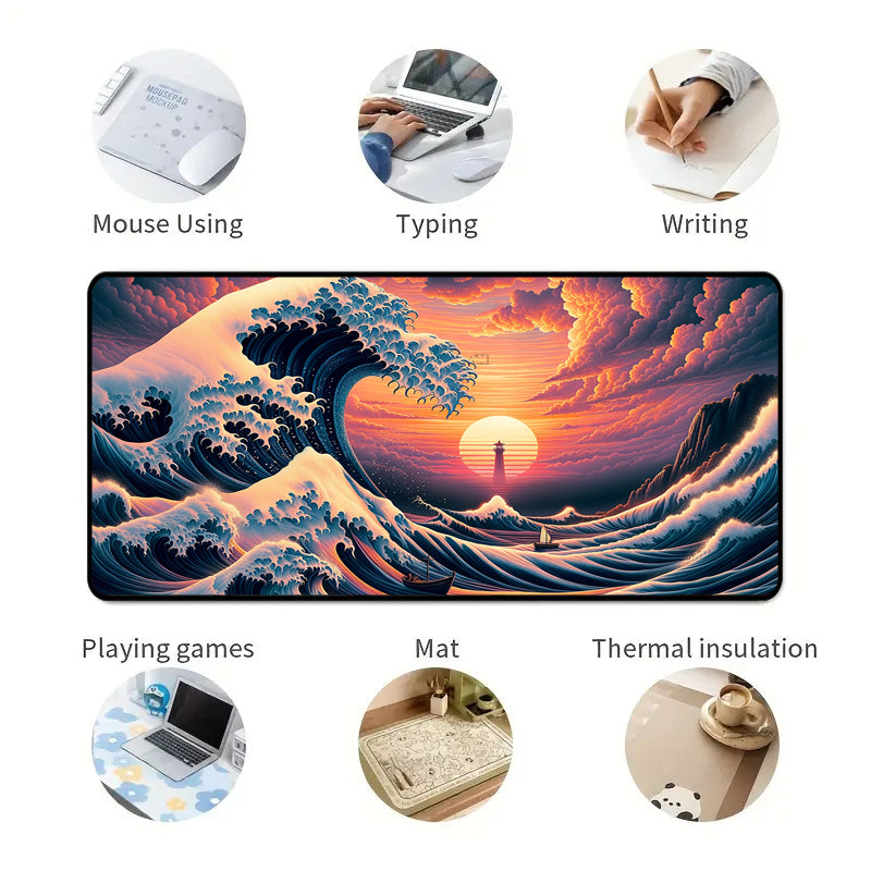 Asdantu Personalized Mouse Pads Sunset Waves Large Mouse Mats
