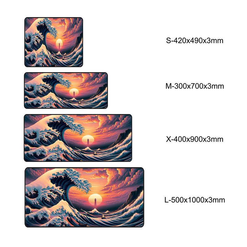 Asdantu Personalized Mouse Pads Sunset Waves Large Mouse Mats