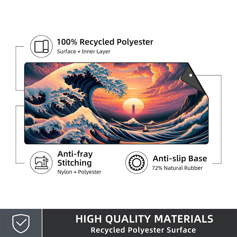 Asdantu Personalized Mouse Pads Sunset Waves Large Mouse Mats