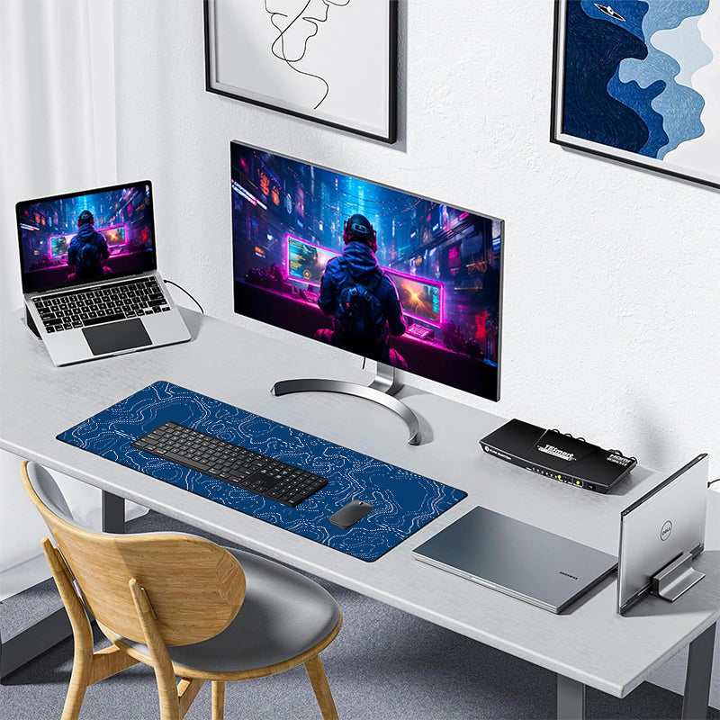 Asdantu Xxl Mouse Pads Blue Line Office Gaming Desk Pads
