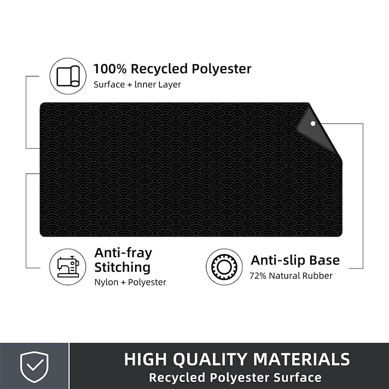 Asdantu Black Waves Big Mouse Pads Black Desk Mats