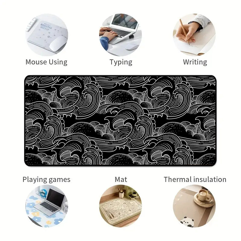Asdantu Black Waves Personalized Mouse Mats XL 400x900x3 Mousepad