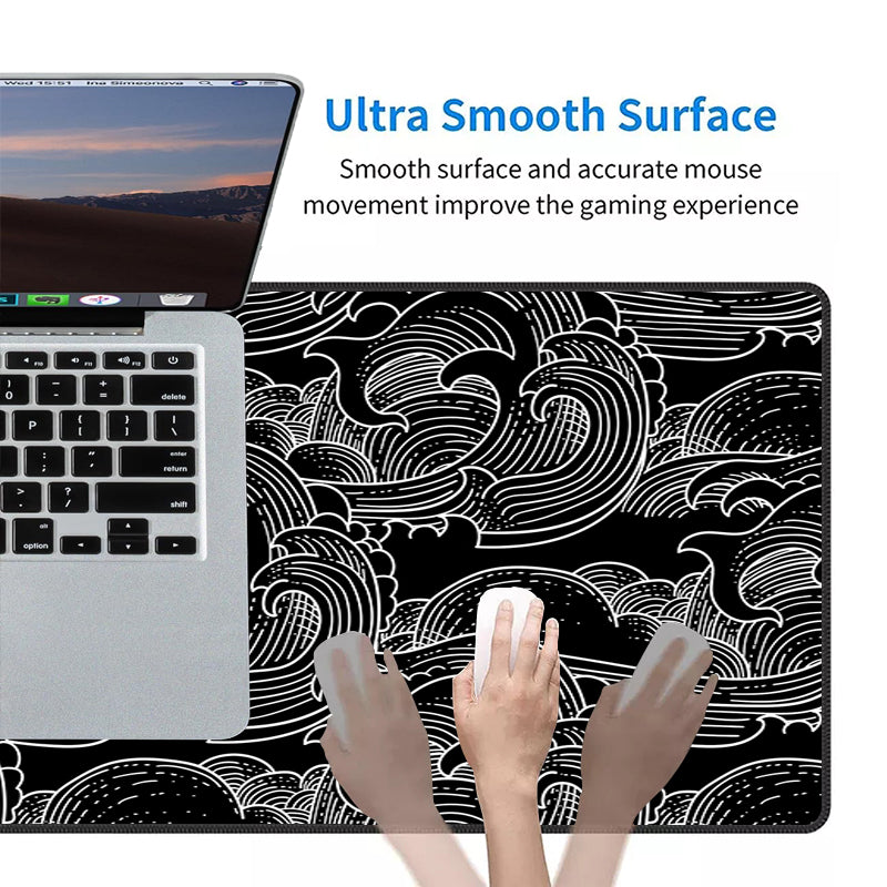 Asdantu Black Waves Personalized Mouse Mats XL 400x900x3 Mousepad