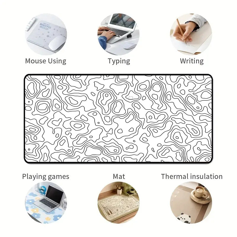Asdantu White Background Black Line Large Desk Pads Personalized