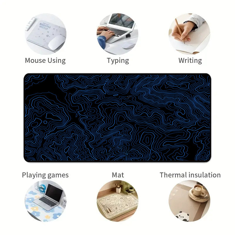 Asdantu Blue line Black Background Overlock Desk Pads Mouse Pads Gamer