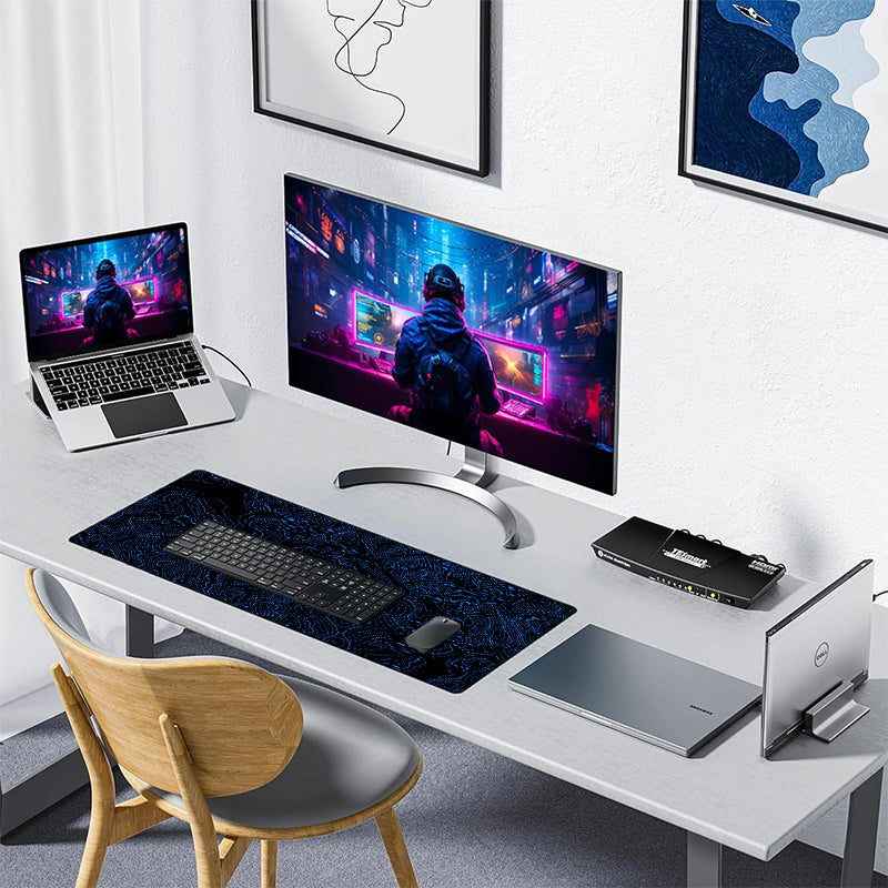 Asdantu Blue line Black Background Overlock Desk Pads Mouse Pads Gamer