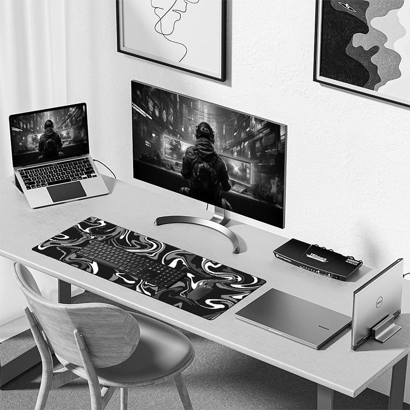 Asdantu Black Unique Fluid Extended Desk Mats